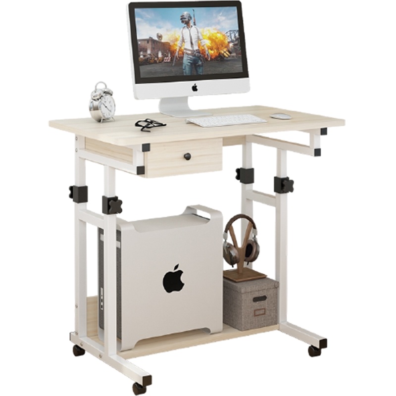 家用电脑桌台式床边桌卧室升降推拉移动单人小型折叠铁式铁架游戏