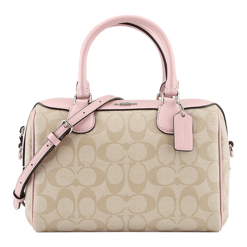 COACH 蔻驰 奢侈品 欧美时尚女士手提包卡其粉色人造革手拿肩背斜挎桶包