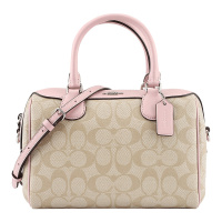 COACH 蔻驰 奢侈品 欧美时尚女士手提包卡其粉色人造革手拿肩背斜挎桶包