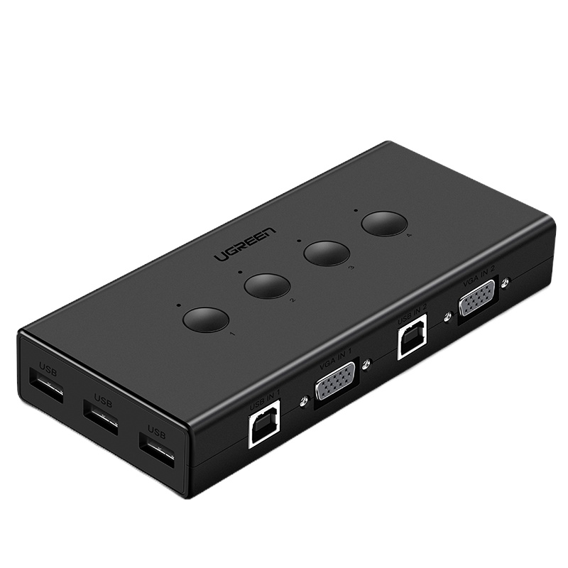 绿联(Ugreen)CM154KVM切换器4进1出VGA视频分配器显示屏键盘鼠标共享50280
