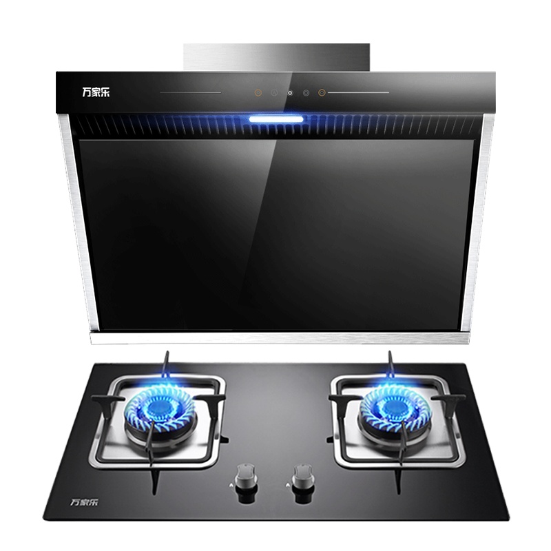 万家乐 烟灶厨电套餐装 17立方大风力侧吸式玲珑750mm 单抽吸油烟机 嵌入式燃气灶具 天然气AL011+DQZ01B