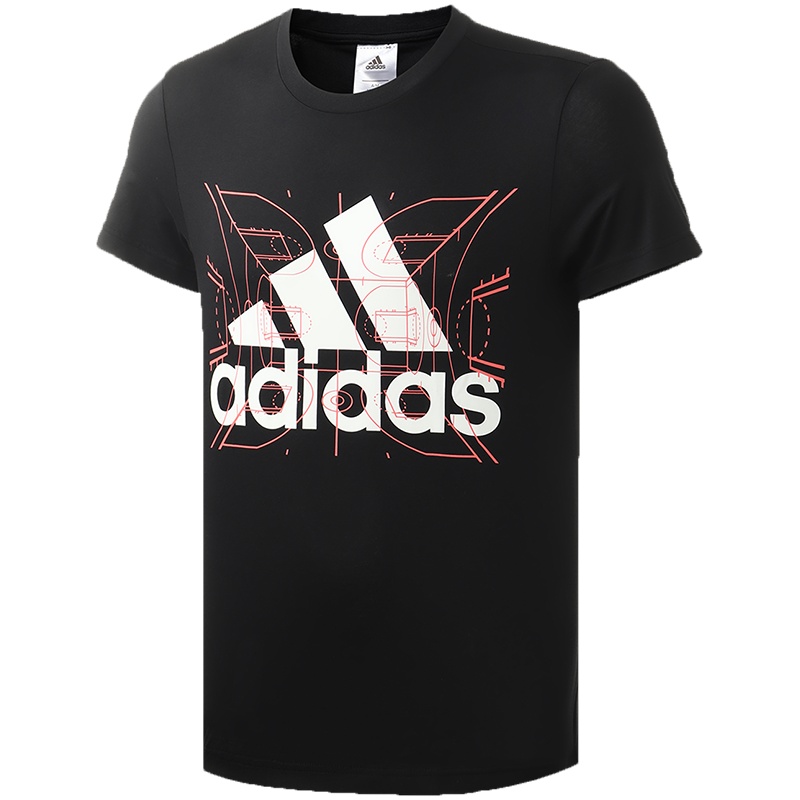 阿迪达斯男服短袖T恤时尚印花logo休闲运动服FM4956