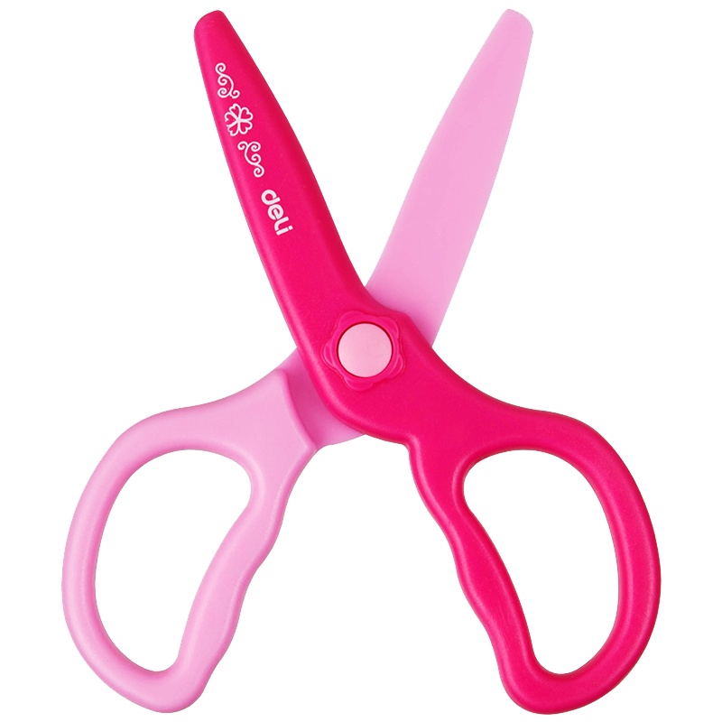得力儿童安全剪刀幼儿园diy手工剪刀带护套圆头塑料小学生剪纸宝宝剪刀剪纸卡通美工美术课用6067FEN