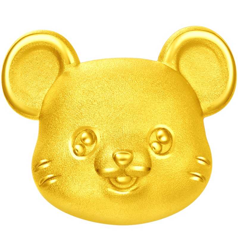 周大福十二生肖鼠金鼠Q萌鼠转运珠足金金吊坠