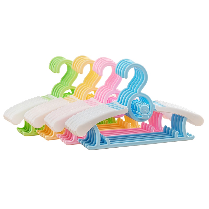 欧润哲 衣架 叠挂式塑料可伸展两用成人儿童宝宝衣物挂架 4色20只装