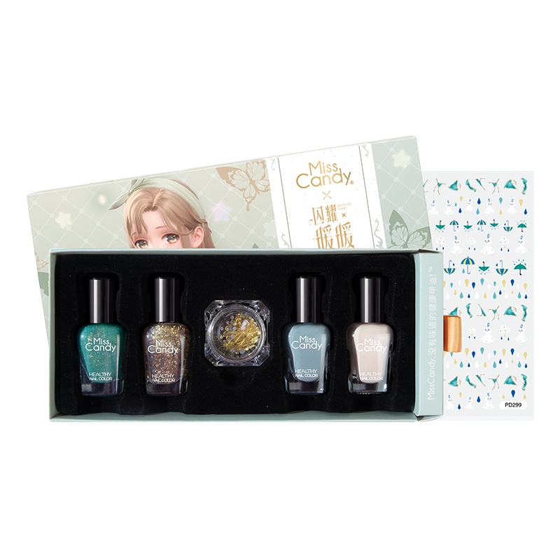 Miss Candy健康甲油可撕拉持久指甲油4瓶套装 闪耀暖暖联名礼盒 SN215碎梦流光 7ml*4