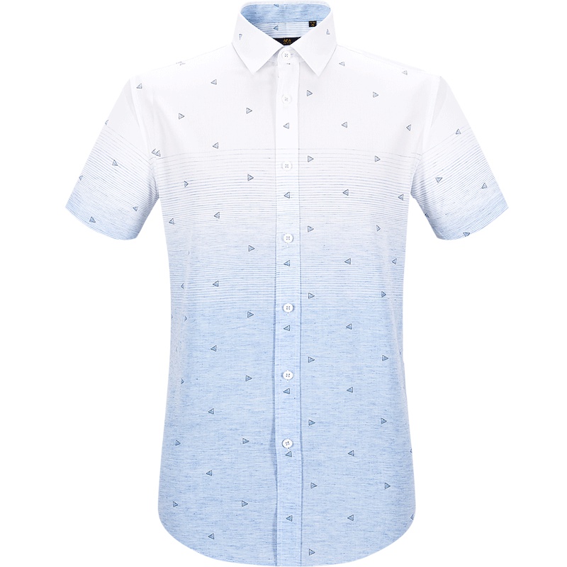 HLA海澜之家渐变印花休闲衬衫舒适短袖衬衫男HNECJ2E010A