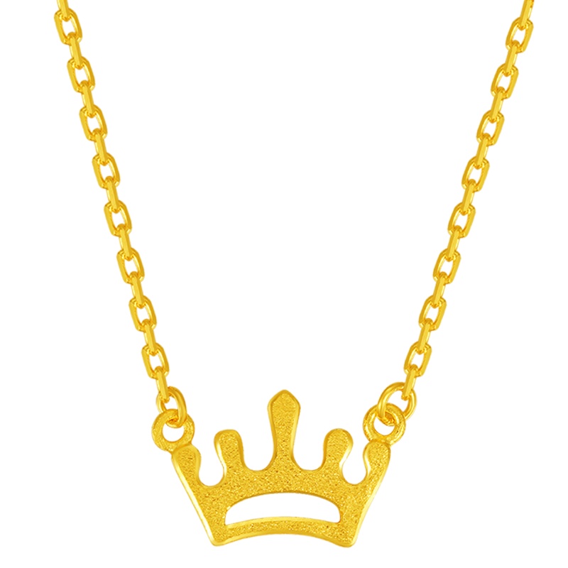金一国囍 足金黄金精品小公举皇冠黄金项链时尚套链送女士(计价)ABC022