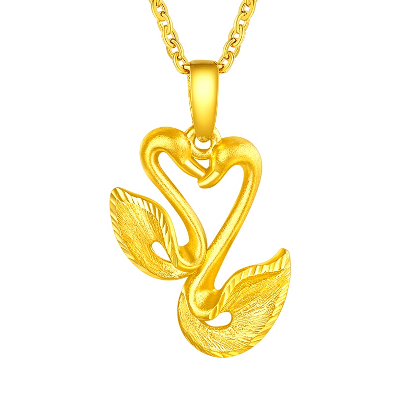 壹仟俩 珠宝金3D硬金吊坠女款足金999天鹅吊坠 YD0002