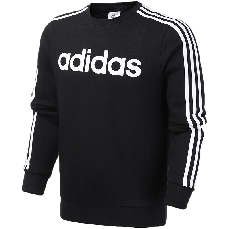 【自营】阿迪达斯男服卫衣经典三条纹圆领套头休闲运动服DQ3084