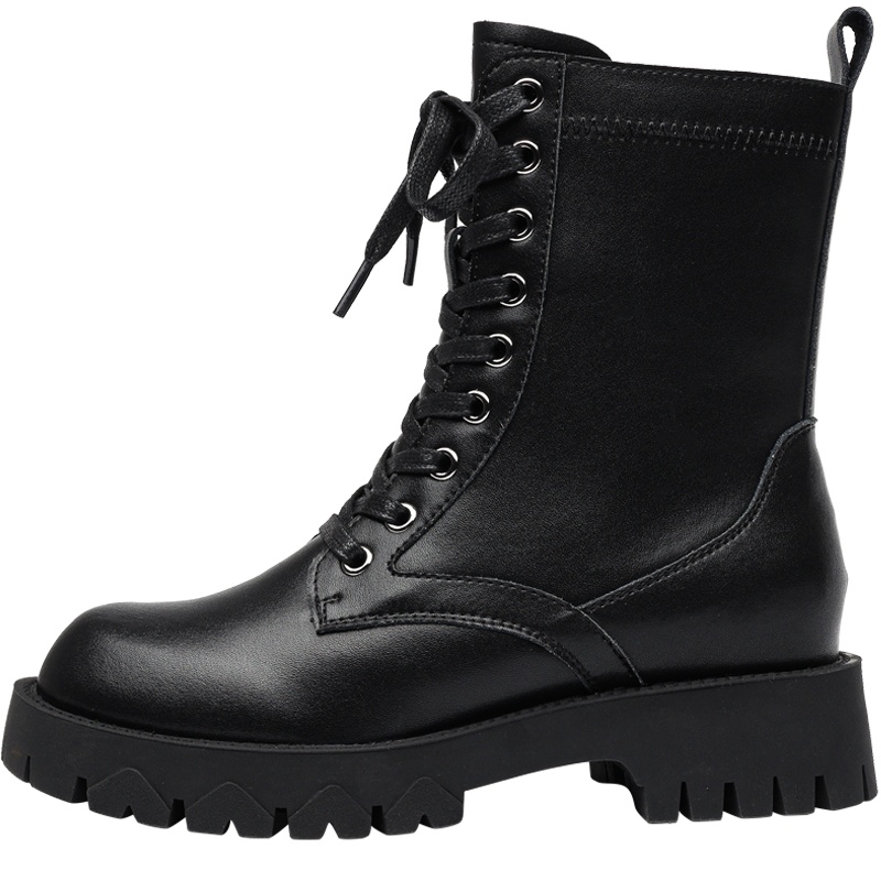 马克华菲2020冬季鞋子女马丁靴女秋季潮流新款学生韩版加绒真皮