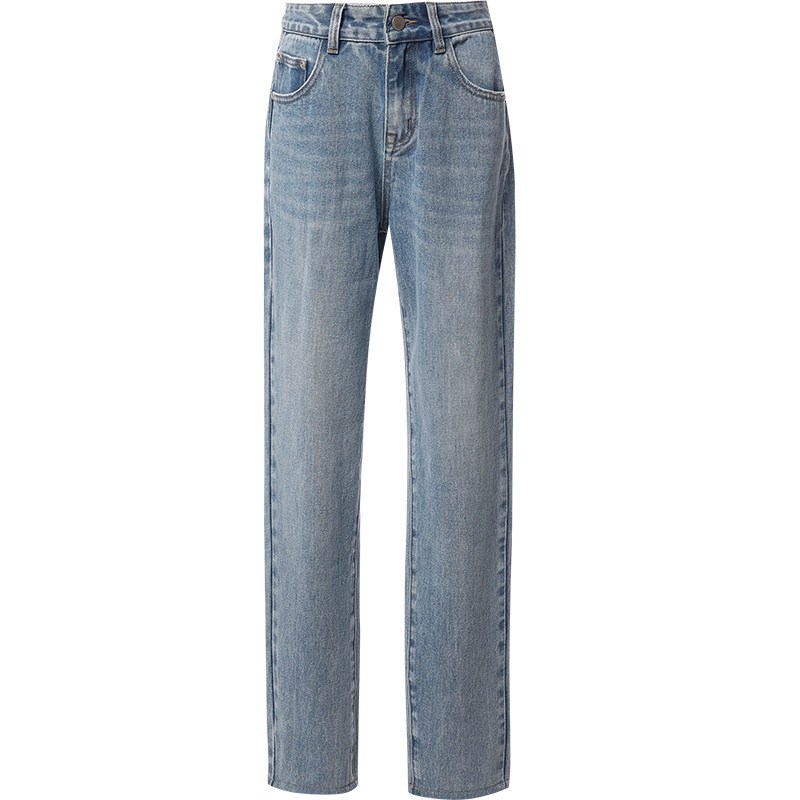 欧昵雪高腰宽松哈伦裤小脚九分裤女全棉水洗牛仔裤