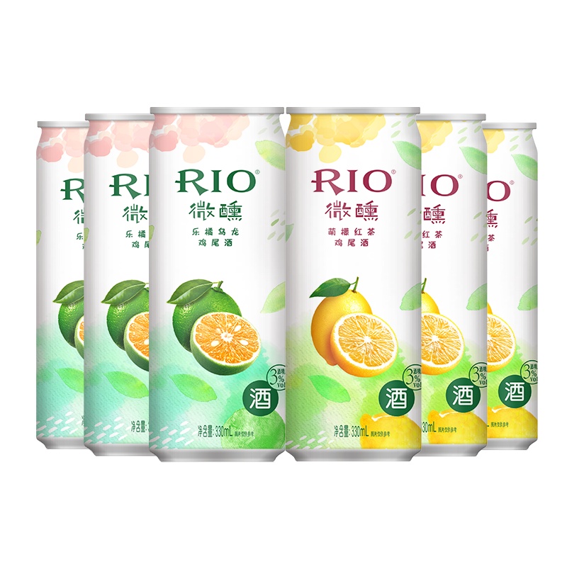 锐澳(RIO)洋酒 鸡尾酒 微醺 果茶新趣3度果茶小酒2口味330ml*6罐