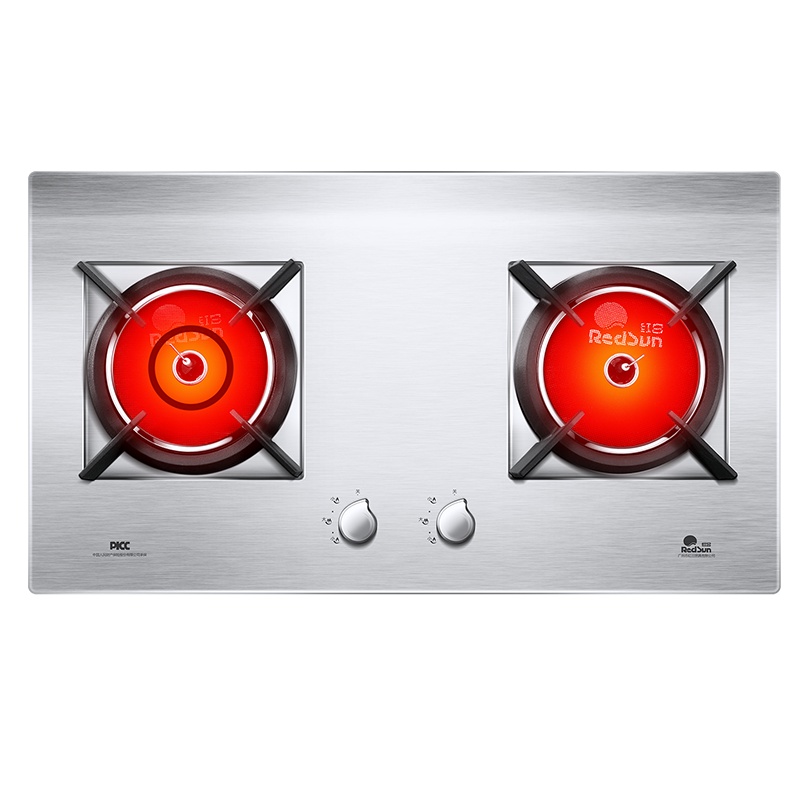 红日E002C红外线燃气灶双灶 不锈钢面板 台嵌两用 天然气