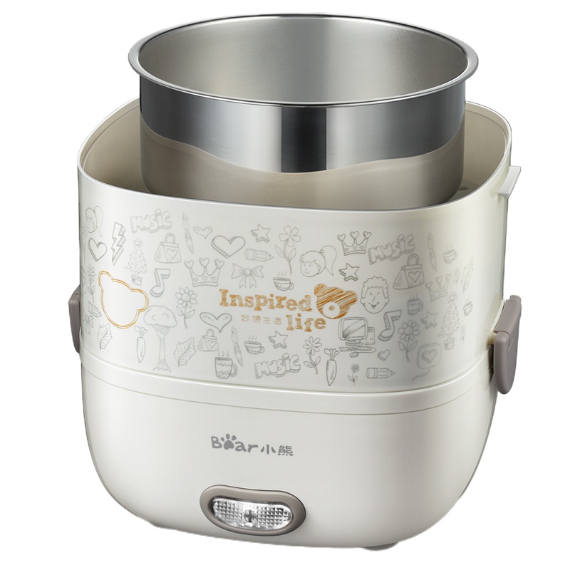 小熊（Bear）三层加热饭盒上班族蒸热饭器可插电保温不锈钢内胆 2L 电热饭盒 DFH-S2017