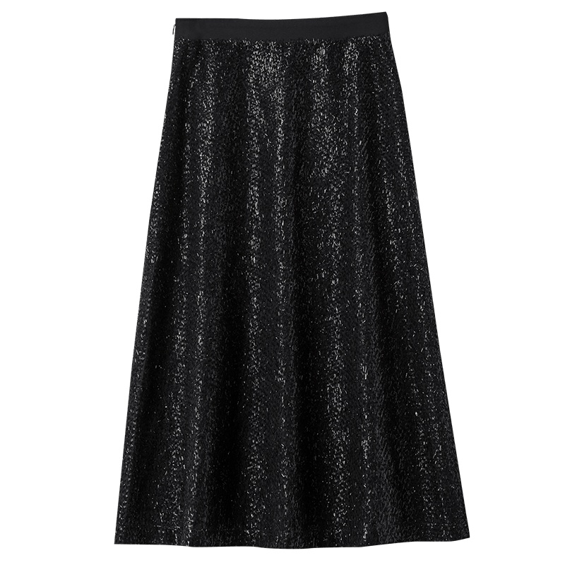 晚白2021春季新品时尚简约纯色高腰通勤百搭A字裙半裙半身裙女