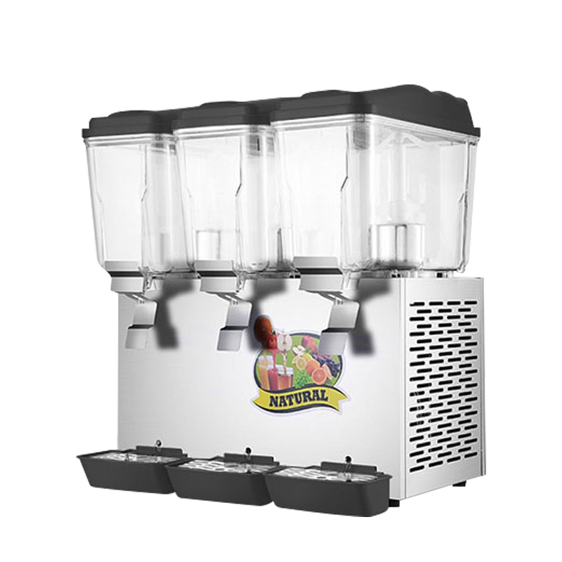 乐创饮料机商用双缸三缸果汁可乐机冷热双温全自动移动冷饮摆摊机 48升双温三缸【搅拌式 黑色】