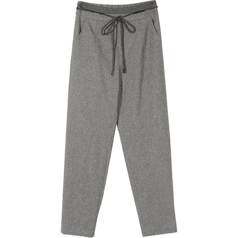 妖精的口袋毛呢休闲哈伦裤2019秋冬季新款女显瘦百搭萝卜小脚裤子