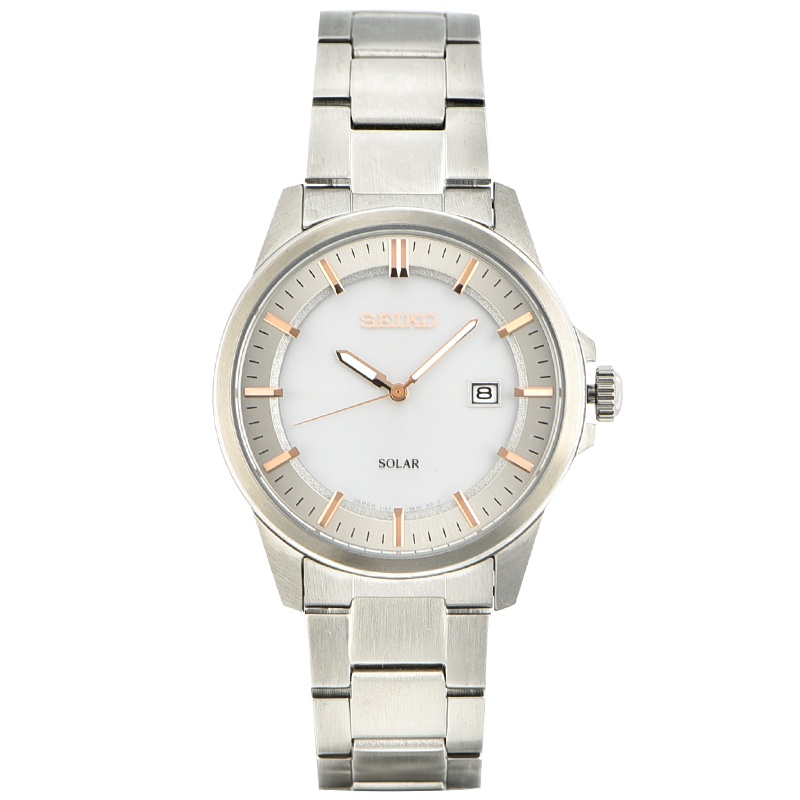 SEIKO精工手表男太阳电能休闲简约防水薄日历石英男表SBPN077G