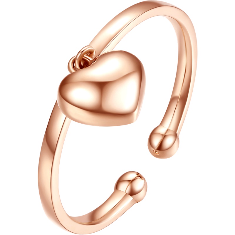 周大生 18k金爱心开口戒指女款 浪漫玫瑰金指环 送女友戒指结婚求婚送礼