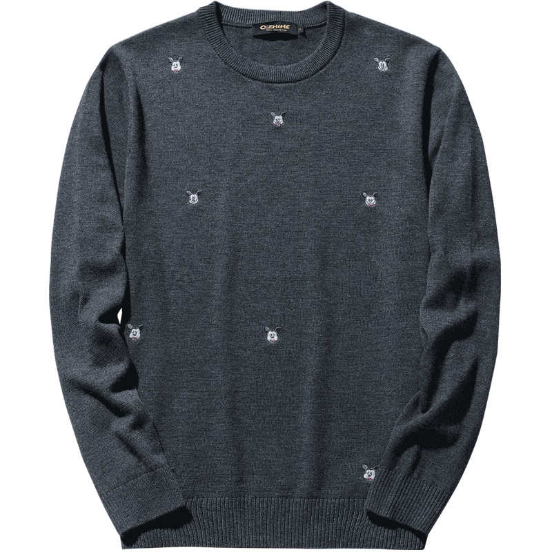 千纸鹤男装毛衣2019秋季新款韩版修身卡通刺绣打底针织衫男50082