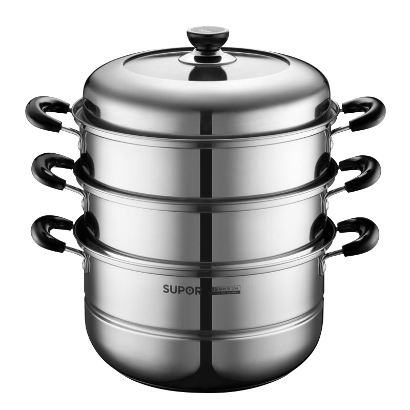 苏泊尔（SUPOR）真味鲜304不锈钢加厚三层复底26cm蒸锅磁炉燃气通用EZ26BS06