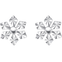 周大福珠宝首饰晶莹雪花PT950铂金耳钉PT159511