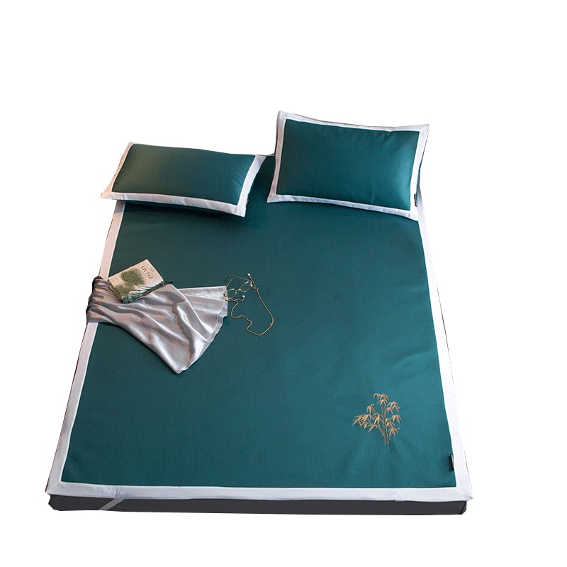 北极绒(Bejirog)夏季纯色简约凉席冰丝席三件套可折叠1.5/1.8米床 5D冰丝冰丝席子双人单人冰凉席