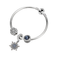 PANDORA潘多拉 925银蓝色水晶雪花时尚串珠成品手链套装 ZH-008