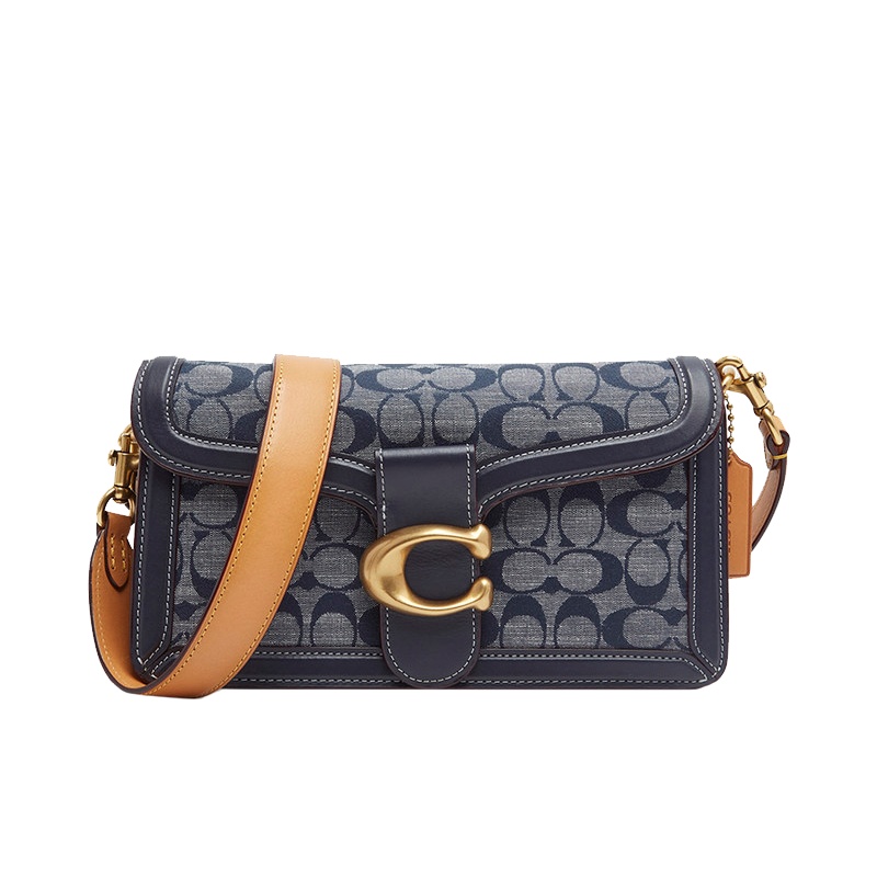 COACH蔻驰女包2020新款香布雷CHAMBRAY TABBY单肩包3700蓝色