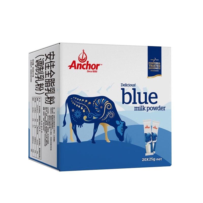 安佳(Anchor)全脂调制奶粉 独立小包装 25g*20条/盒 青少年中老年调制乳粉 成人奶粉