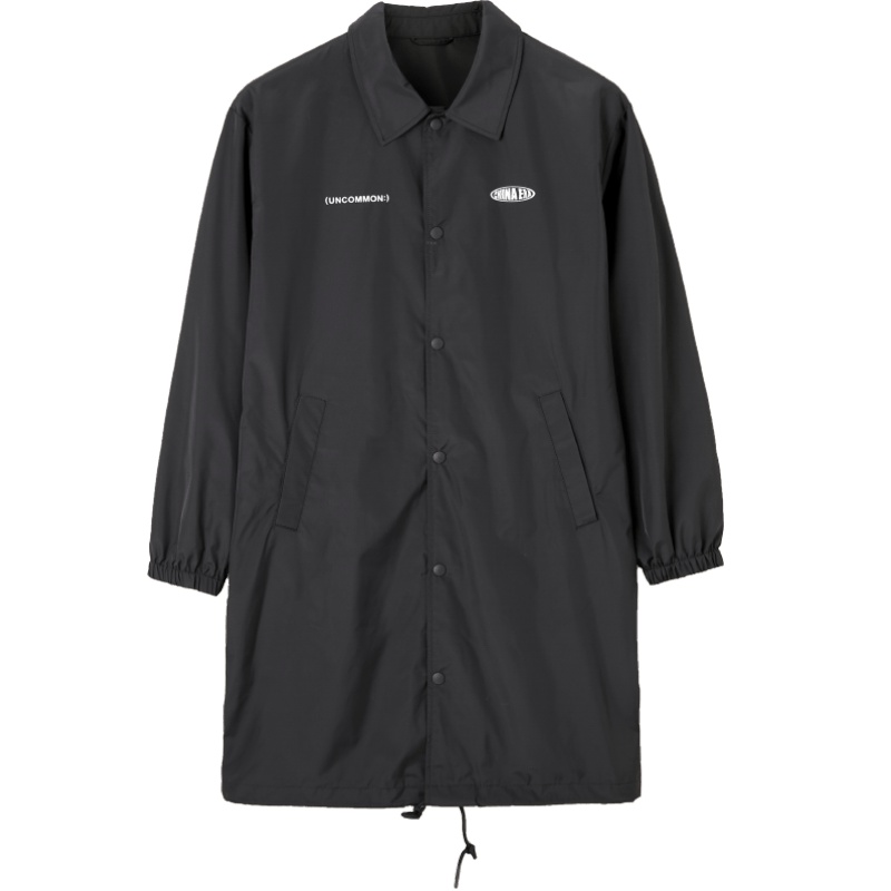 黑鲸印花中长款风衣男女同款2019春季轻薄外套CWFAJ19006A