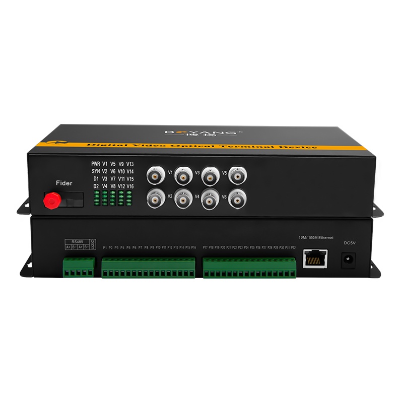 博扬 综合业务电话光端机2路电话+1路百兆网络+8路视频+1路双向音频+4路双向开关量+RS485 一对BY-8V1ER