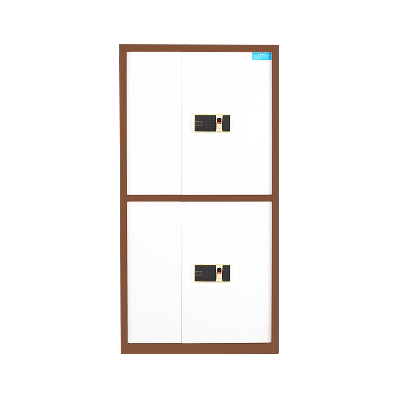 永格保密柜文件柜双保险铁皮柜办公柜电子密码锁档案柜指纹锁通双节啡白框带暗抽