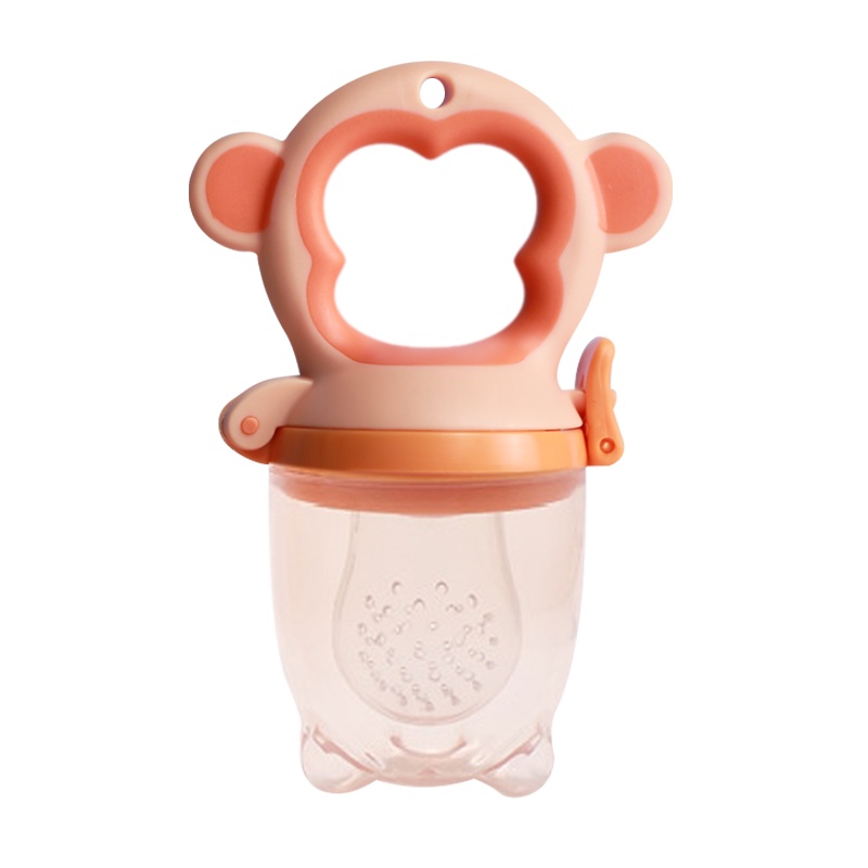 宝倍安(Bao bei an)咬咬乐果蔬训练器辅食磨牙棒婴儿辅食工具宝宝吃水果咬咬袋棕色小猴款 赠收纳盒+2网兜