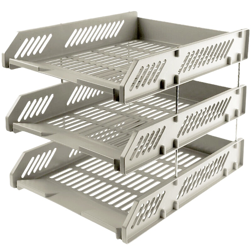 晨光 ADM94743A三层文件盘 简易型文件盘文件筐 资料整理收纳分类 灰(一个装)可定制