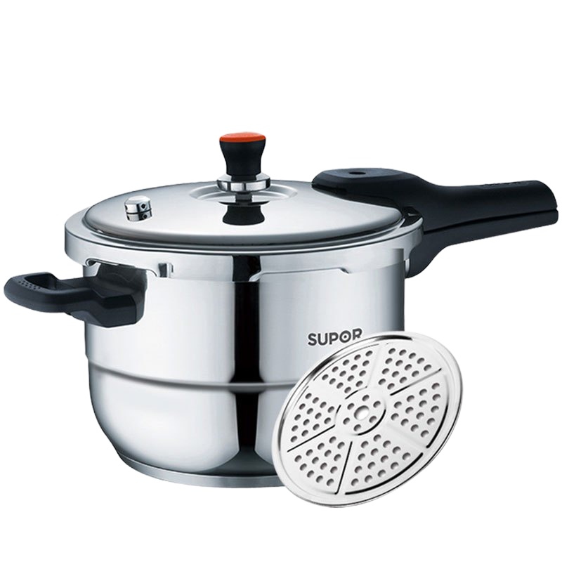 苏泊尔(SUPOR)YS20E高压锅304不锈钢加高加厚大容量带蒸篦银河星压力锅 电磁炉燃气适用