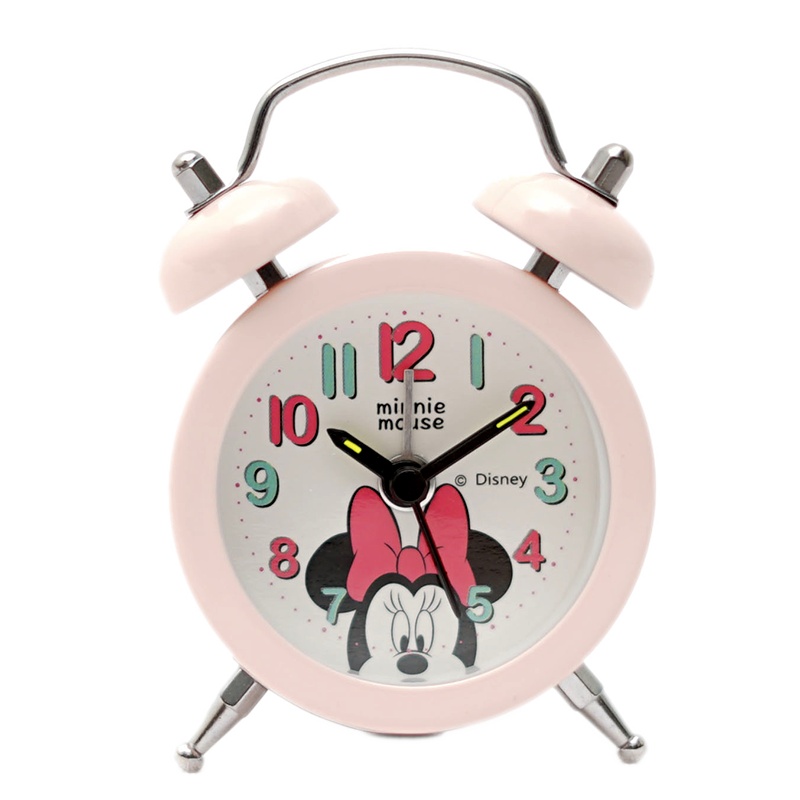 迪士尼(DISNEY)儿童闹钟女孩女童卧室床头钟懒人钟米老鼠米妮可爱卡通女学生石英台钟闹铃迷你小巧BB简约小闹钟