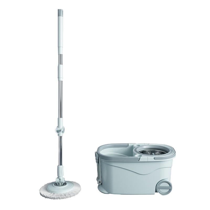 美添乐 神州行旋转拖把 拖把拖布家用拖把桶懒人拖地神器 P20三节杆*1+圆形拖布*2+圆形拖盘*1+不锈钢篮*1