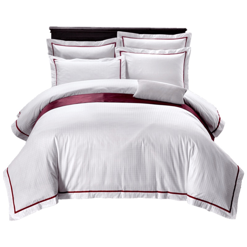 维科家纺全棉四件套简约提花贡缎套件1.5m1.8m床单被套