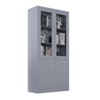 [红心家居]通玻对开文件柜玻璃铁皮柜储物资料柜钢制档案柜办公室财务凭证柜