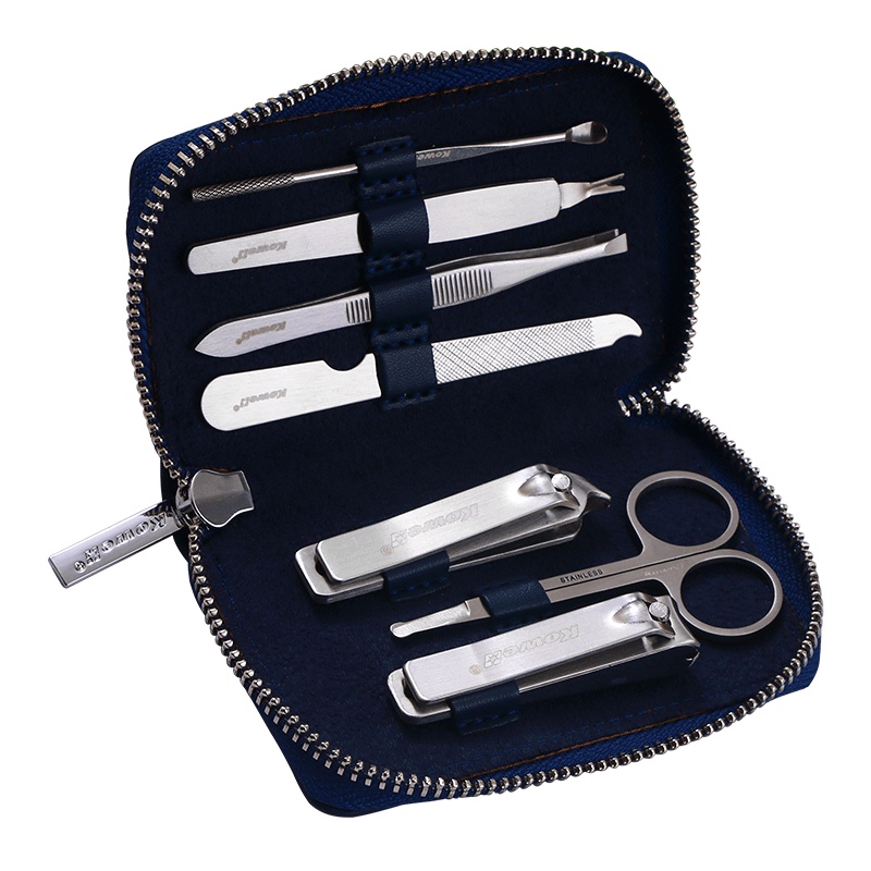 韩国进口指甲刀套装 KB703蓝色 指甲剪平口指甲钳