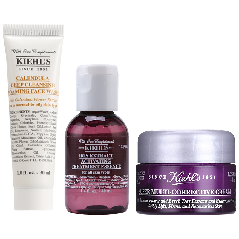 科颜氏(Kiehl's)金盏花洁面30m+鸢尾花精华40ml+多重紧致面霜7ml