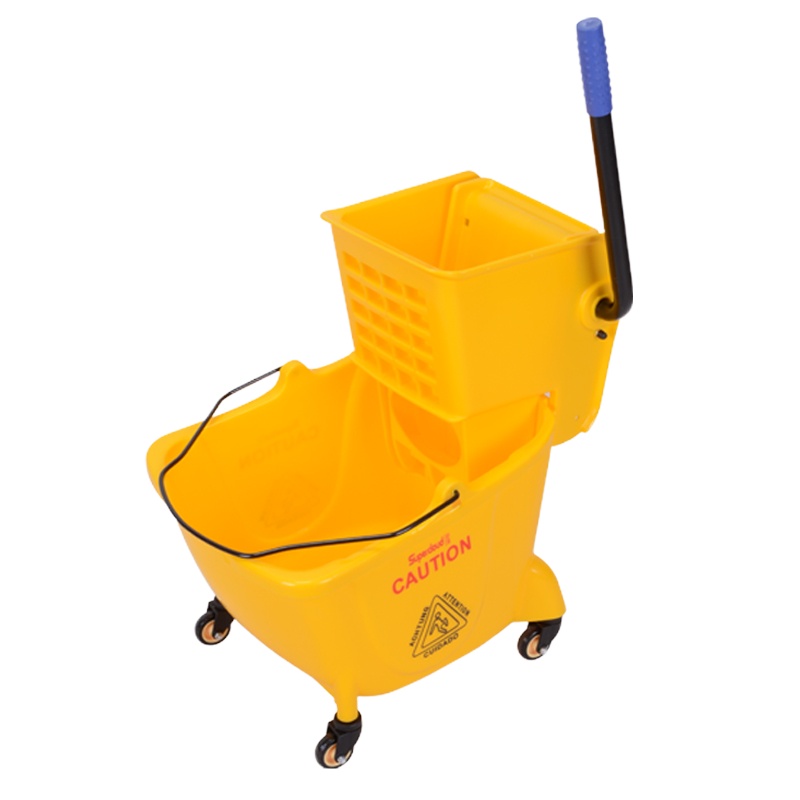 企购优品酒店用大号手动下压式单桶榨水车拖把桶保洁清洁车拧水桶挤水桶拖地桶墩布压水车32L