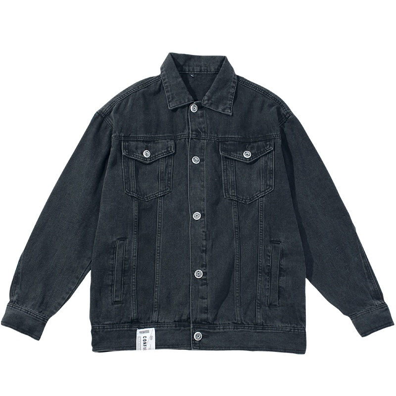 【直营】木林森(MULINSEN)新港风男装秋季新款宽松贴标牛仔夹克休闲工装外套男