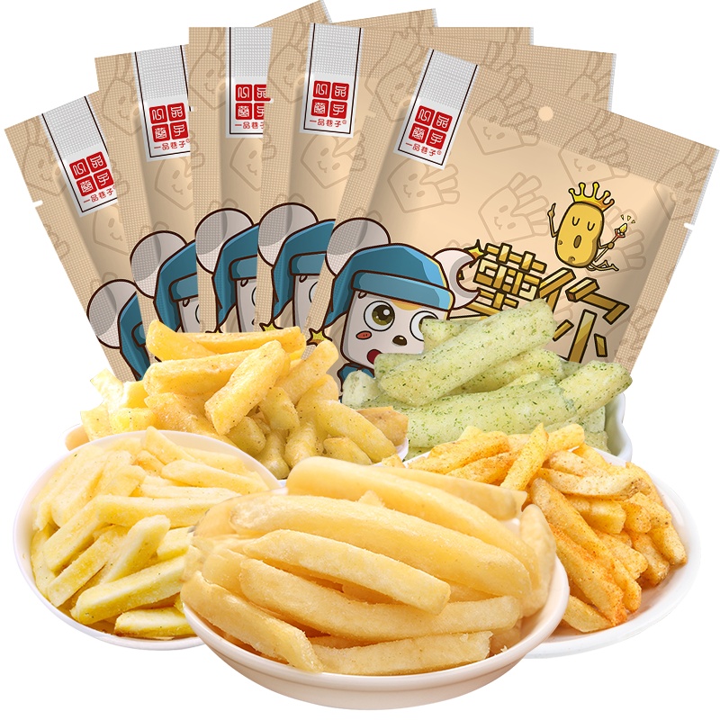 一品巷子 薯条大礼包100g*5袋休闲零食混合装马铃薯条原味番茄海苔休闲零食膨化食品薯片薯条