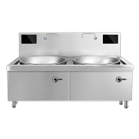 乐创(lecon)工程款双头大锅灶小炒灶组合电磁炉RM-SDC20C-09(380v,2X15kw)