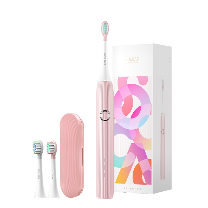 素士电动牙刷男女充电式声波成人电动美白软毛刷 V1少女粉 性价比入门优选