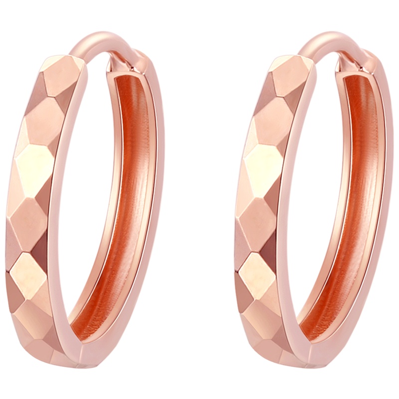 佰色传情18K黄金耳圈男女简洁耳饰时尚礼物耳环扣时髦金叠戴感