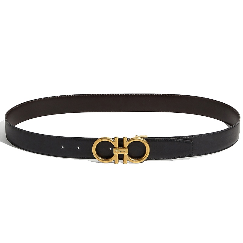 Salvatore FERRAGAMO菲拉格慕GANCINI系列双面可用可调节经典马蹄扣男士牛皮皮带腰带679974